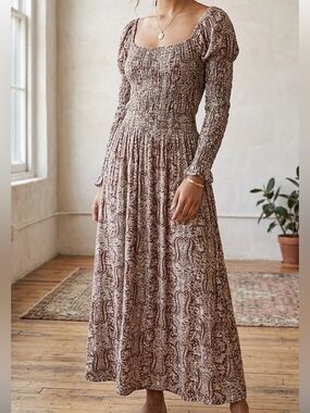 Little Mountain Vancouver Paisley Smocked Maxi Dress Size S